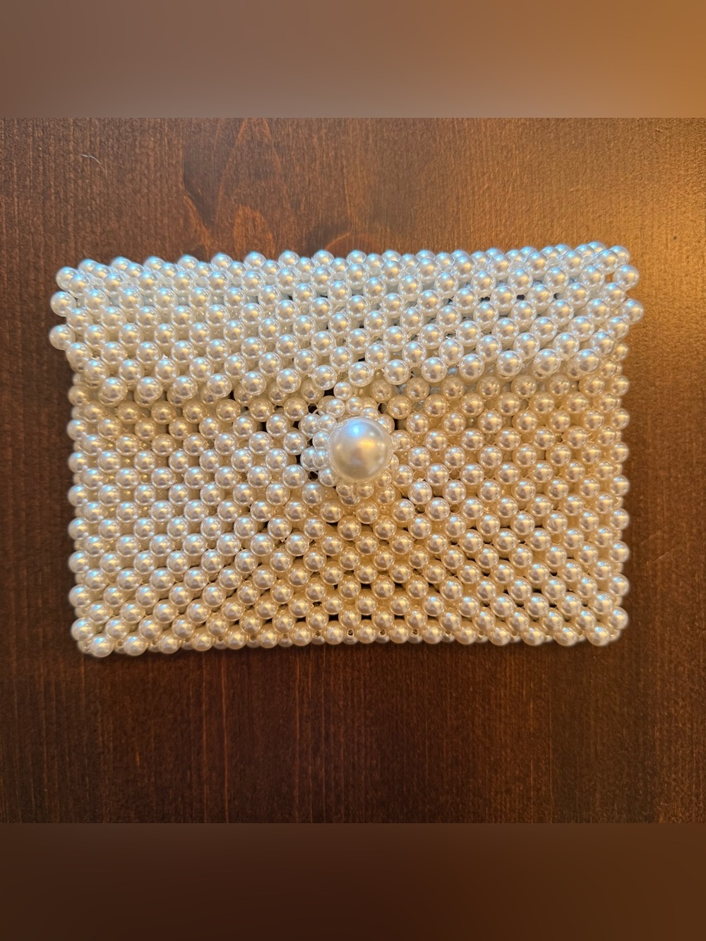 Pearl White Beaded Clutch Purse Shoulder Bag - White Vintage y2k handmade